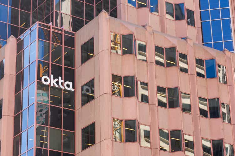 Okta headquarters facade in South of Market districtdistrict