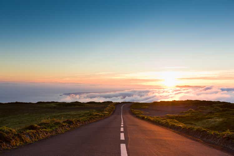 Sunset Highway into the Clouds