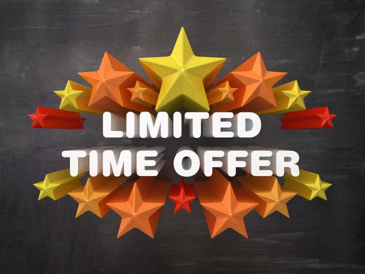 Colorful Stars with LIMITED TIME OFFER Phrase on Chalkboard Background - 3D Rendering