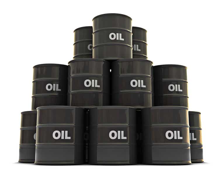 Oil barrels stacked on top of each other