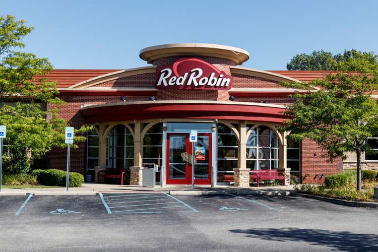 Red Robin Gourmet Burgers and Brews restaurant. Red Robin is listed on the NASDAQ as RRGB I