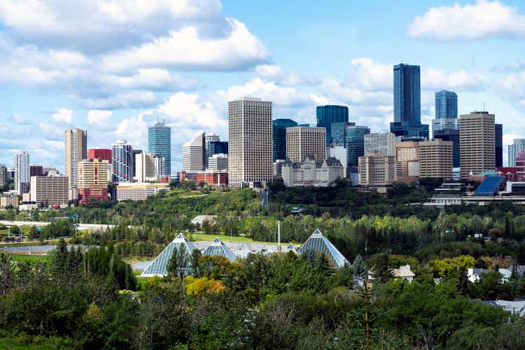 Panoramic view of downtown Edmonton, Alberta, Canada.