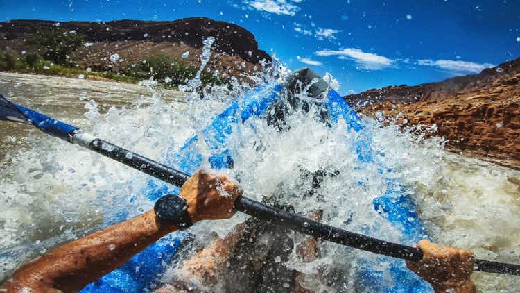 POV rafting with kayak in Colorado river, Moab