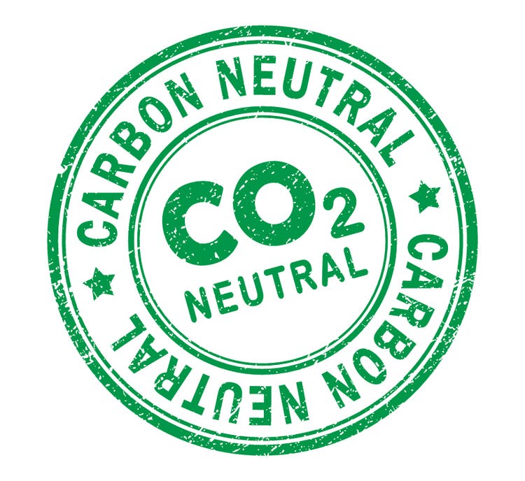 Carbon-neutral green retro style grunge seal - Vector Illustration