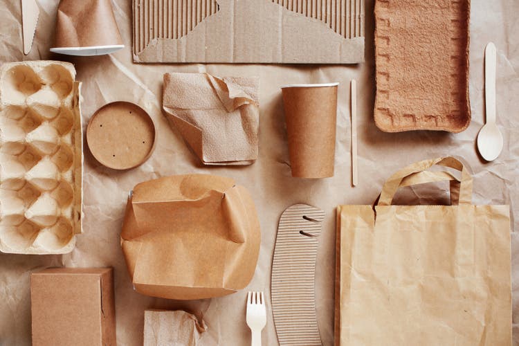 Envases desechables ecológicos, clasificación de basura y estilo de vida libre de plástico