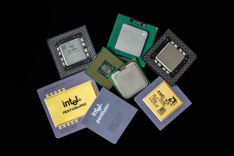 Microprocessors on a dark background