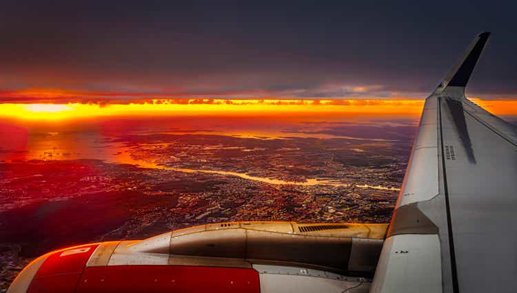 Sunset from airplane
