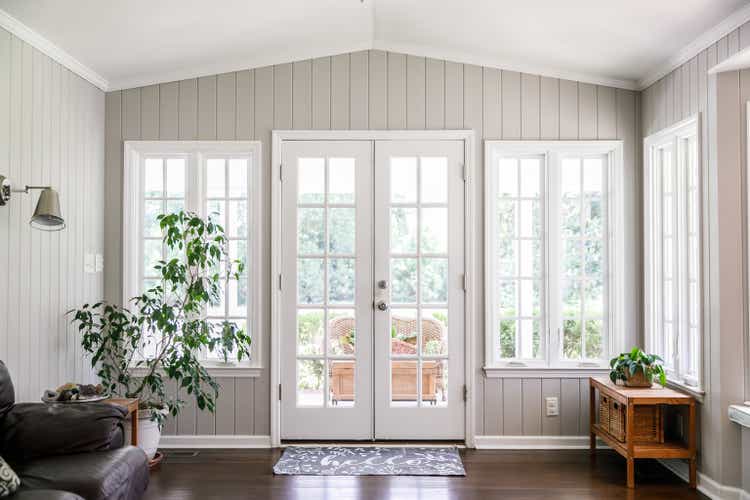 Large and open living room den sun room