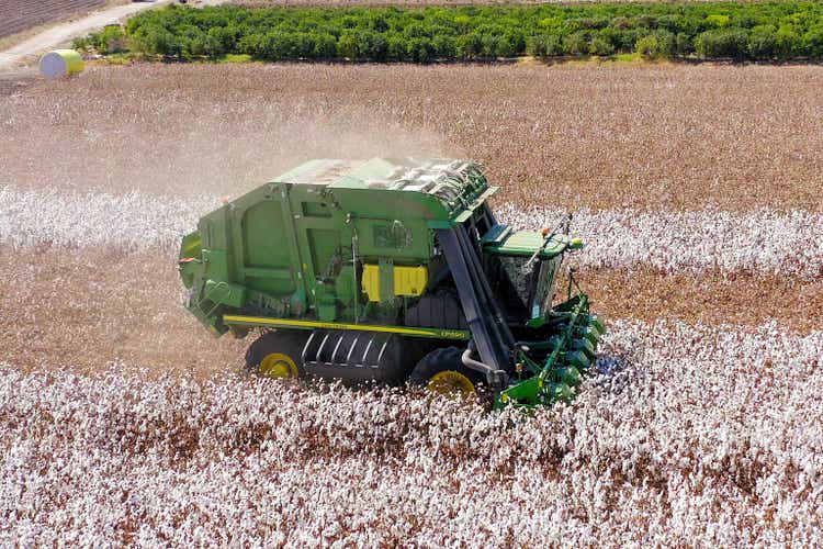 Aerial image of a Cotton picker at work.