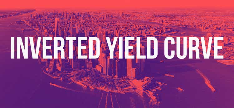 Inverted Yield Curve with aerial view of New York City