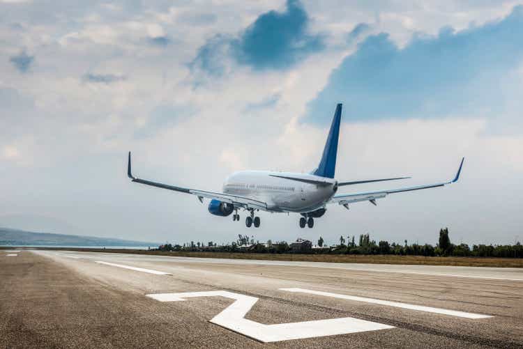 Passenger airplane landing