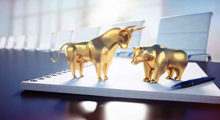 Golden Bull and Bear on Notebook