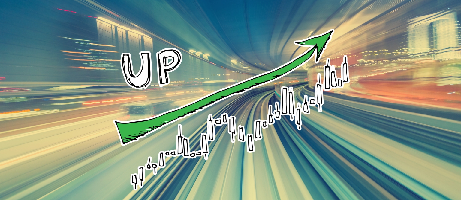 Market up trend chart with high speed motion blur