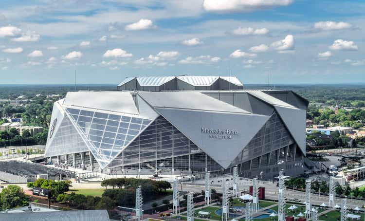 Aerial View of Mercedes Benz Stadium in Atlanta