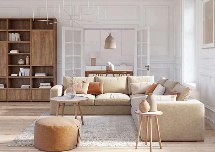 Modern scandinavian living room interior - 3d rendering