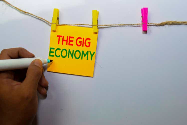 The Gig Economy isolated on white board background.