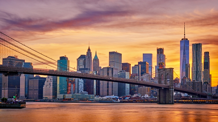 Manhattan Financial District at Sunset