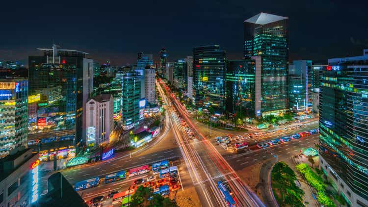 Panorama of Gangnam City at Night Seoul, South Korea