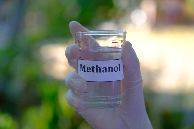 Methanol or methyl alcohol in clear glass