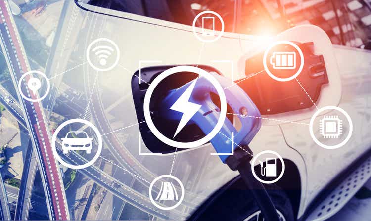 Charge station of an electric vehicle. Automotive technology.