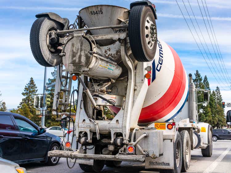 Cemex mixer truck transporting cement to the construction site