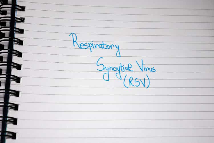 Respiratory Syncytial Virus RSV handwriting text on paper, on office agenda. Copy space.