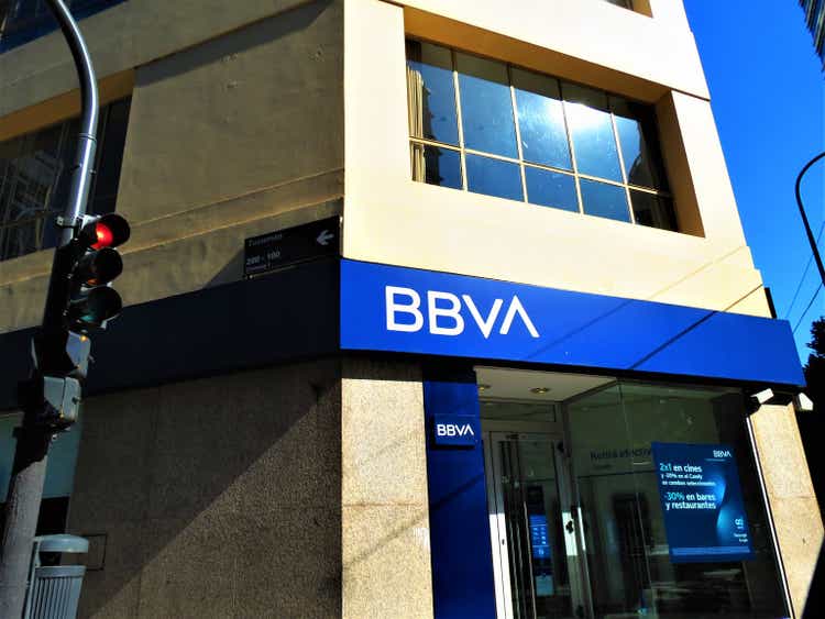 BBVA office bank building in downtown Buenos Aires.