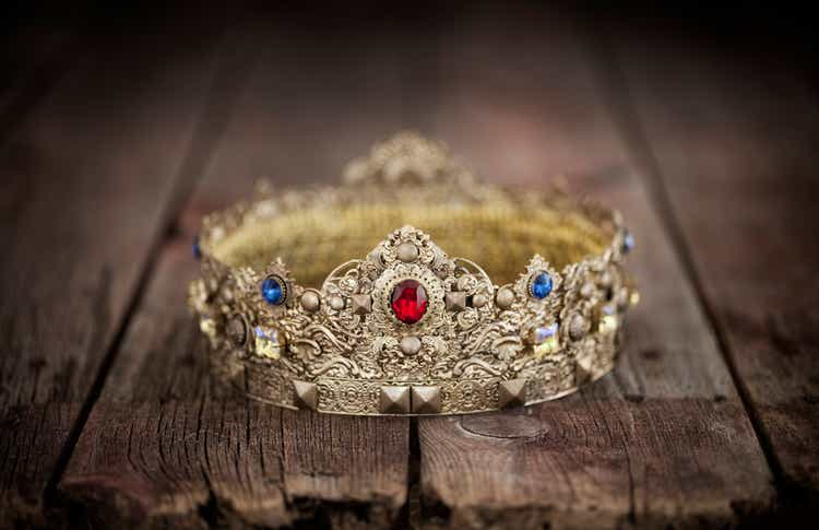 Easter Jesus Gold Jeweled Kings Crown on an Old Wood Background