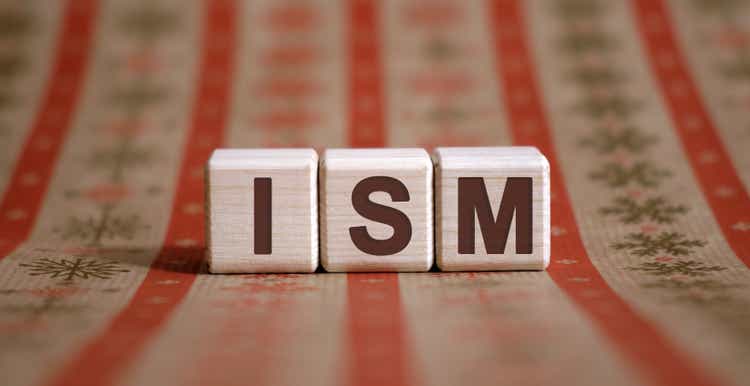 ISM - Institute of Supply Management acronym concept on cubes