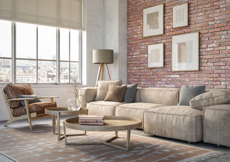 Bohemian living room interior - 3d render