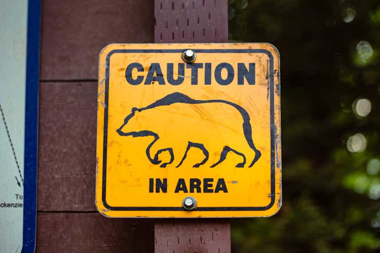 caution sign bear in area