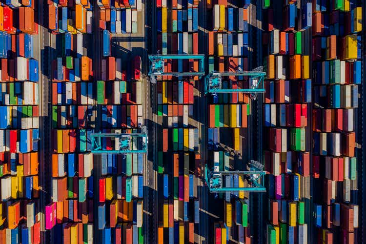 Aerial photo of a container port in Virginia, USA