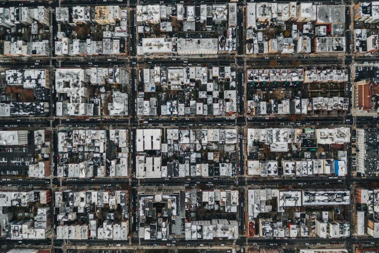 Hoboken cityscape as seen from directly above, New Jersey, United States of America