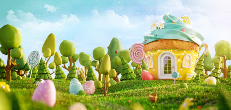Unusual colorful easter 3d illustration