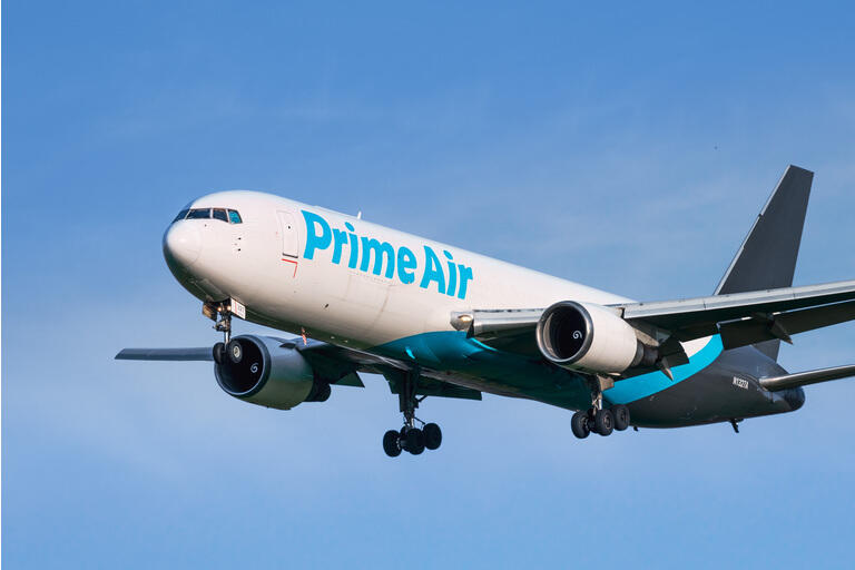 Amazon Air aircraft about to land
