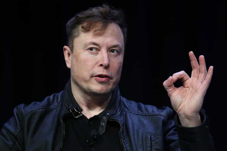 Elon Musk speaking at a satellite conference in Washington, DC