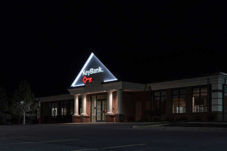 Low Key Night View of Key Bank Building Exterior