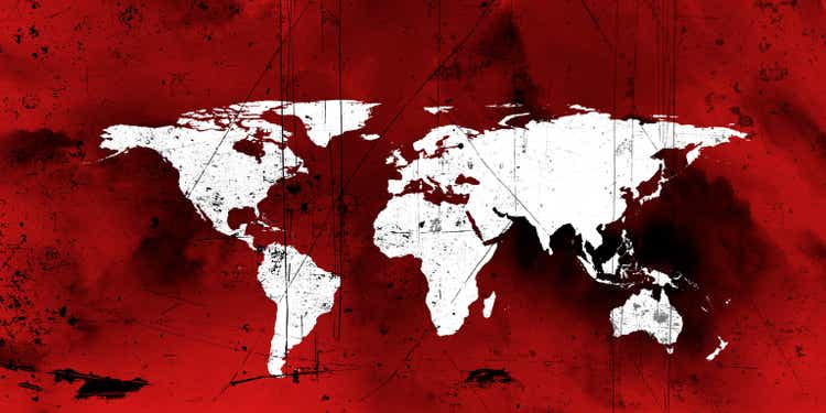 Global epidemic concept of dirty damaged world map
