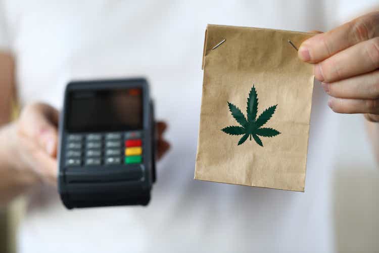 Package delivery with marijuana, payment terminal