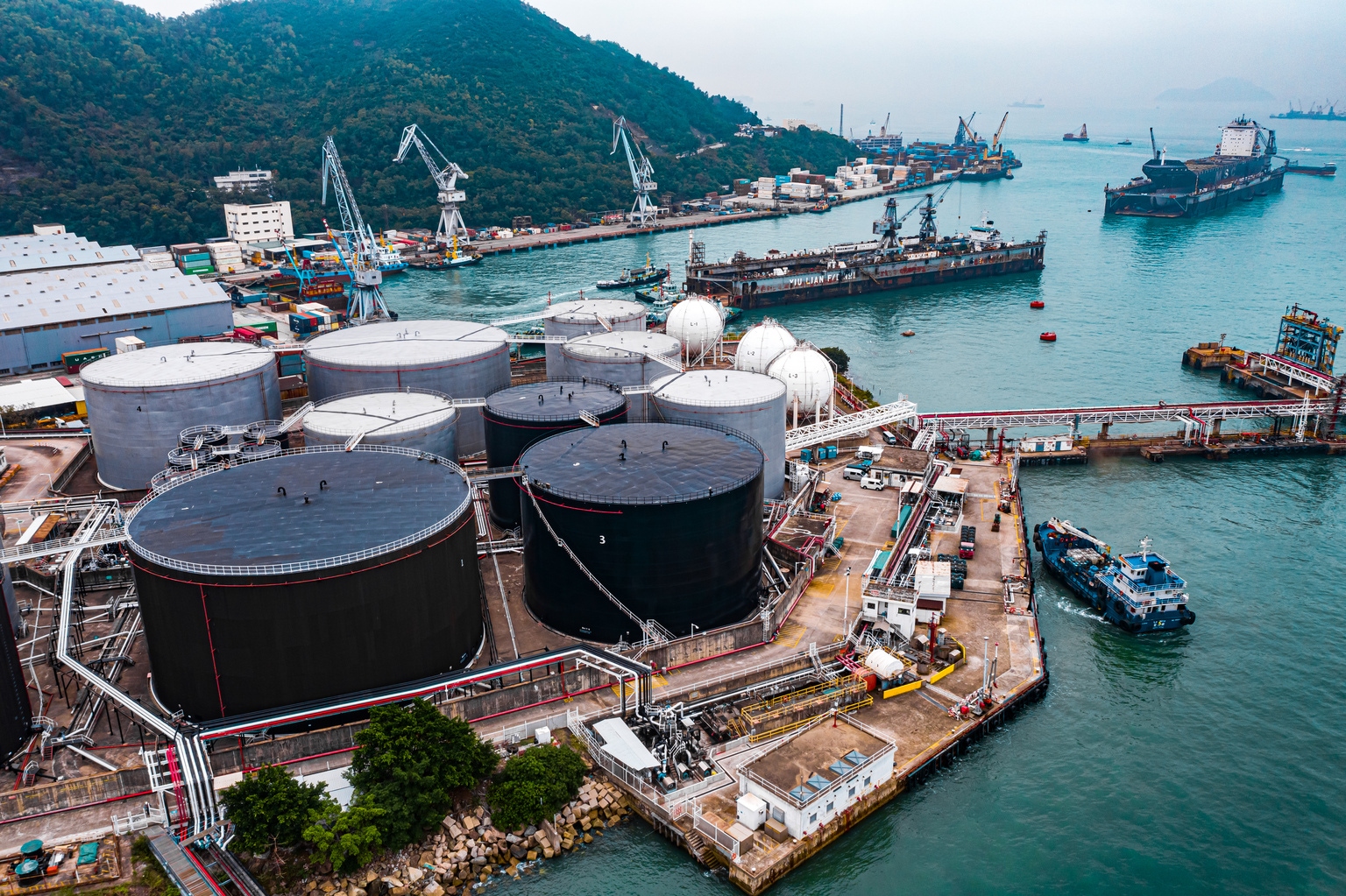 Aerial View of a Oil Refinery and Fuel Storage