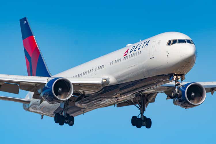 Delta Air Lines Boeing 767 plane in Frankfurt