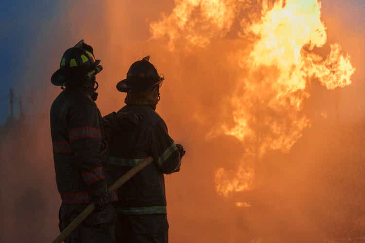 Firefighter work at night.