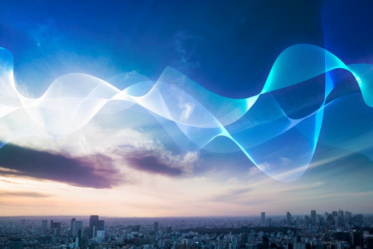 Smart City with light trail
