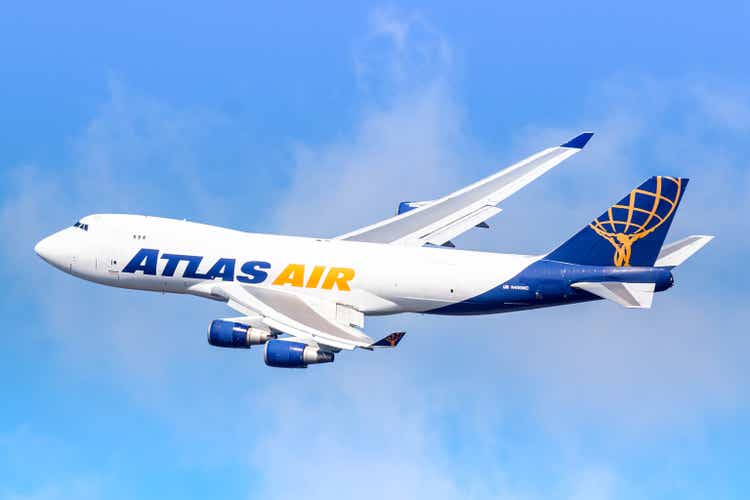 Atlas Air Boeing 747-4F airplane at New York JFK