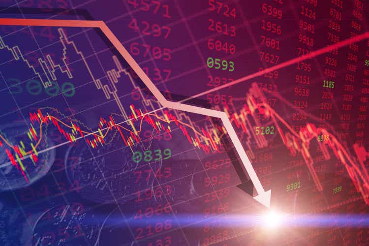 Bearish financial securities, bear market chart turning from the global financial and economic crisis.