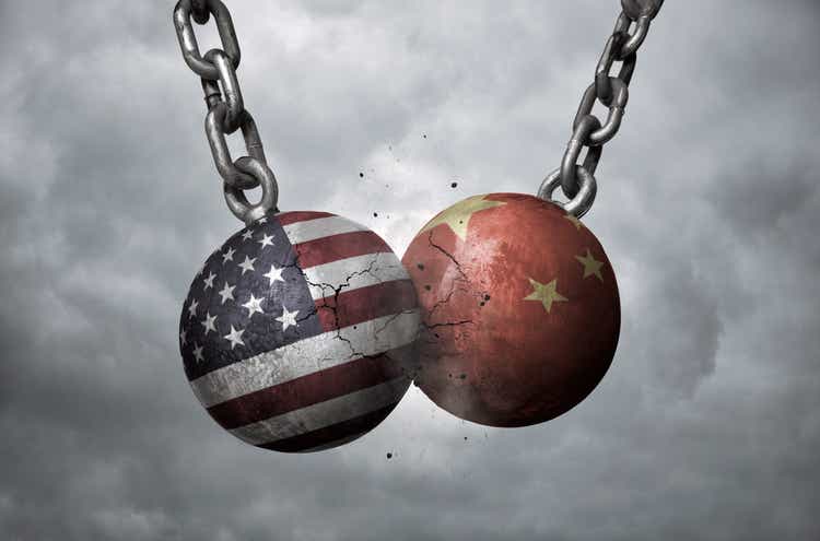 USA and China trade war concept