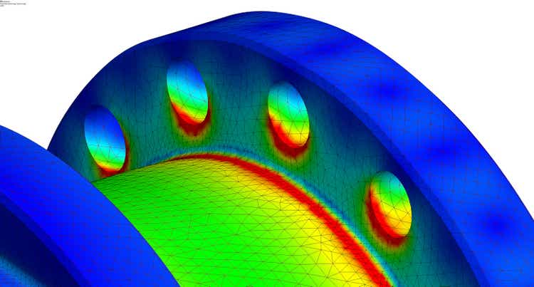 local von mises stress results of a finite element analysis - 3d illustration