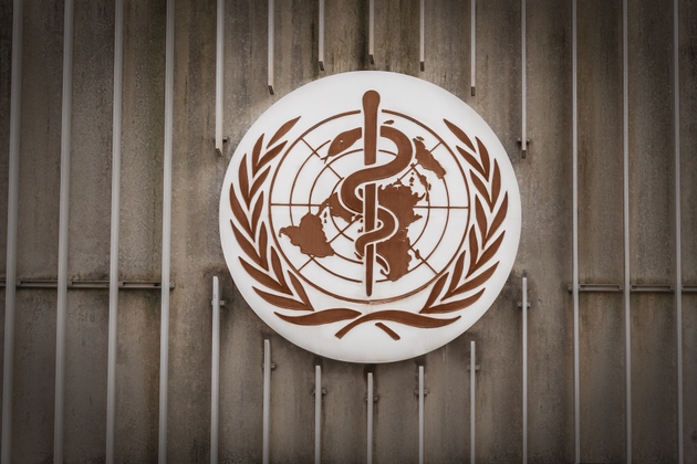 World Health Organization (WHO / OMS) Logo at WHO Headquarters - Geneva, Switzerland