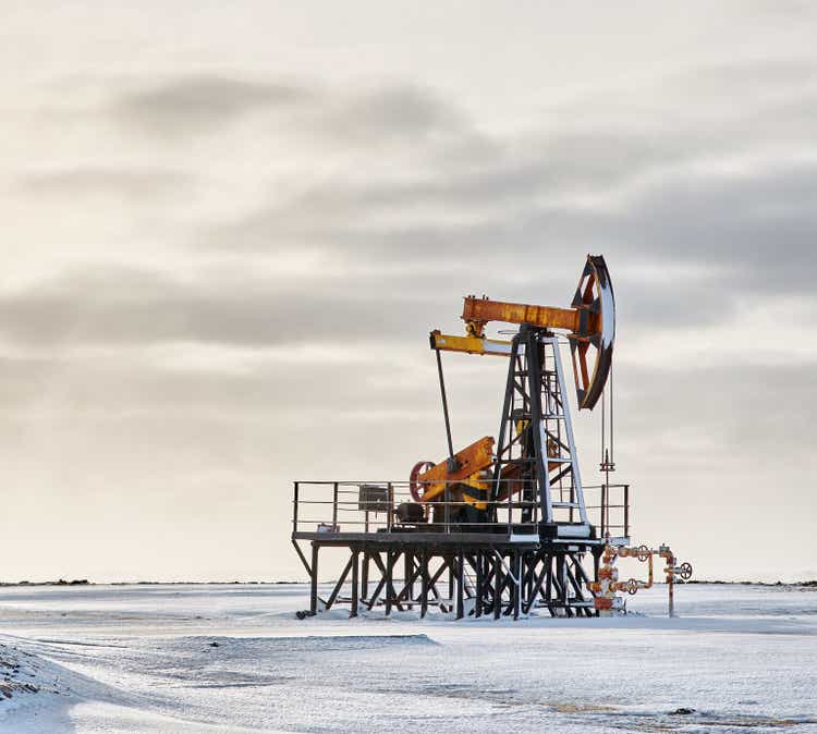 Oil pump cold winter and snow