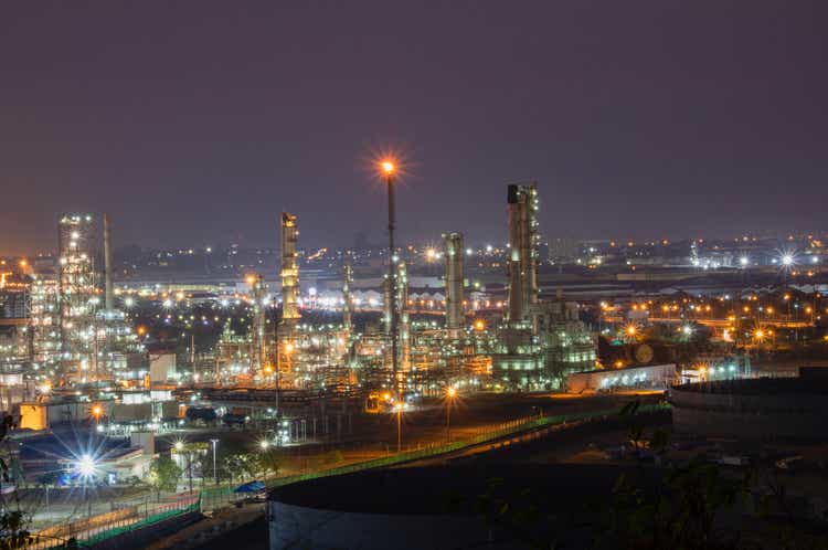 Oil and Gas Industrial zone,The equipment of oil refining,Close-up of industrial pipelines of an oil-refinery plant,Detail of oil pipeline with valves in large oil refinery.